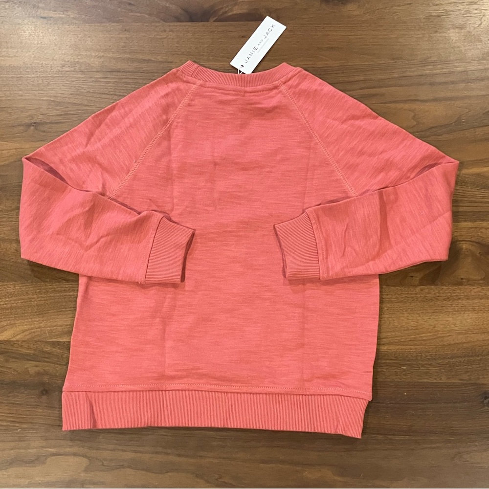 Janie and Jack Coral Slub French Terry Crew Neck Crewneck Sweatshirt - Picture 6 of 7
